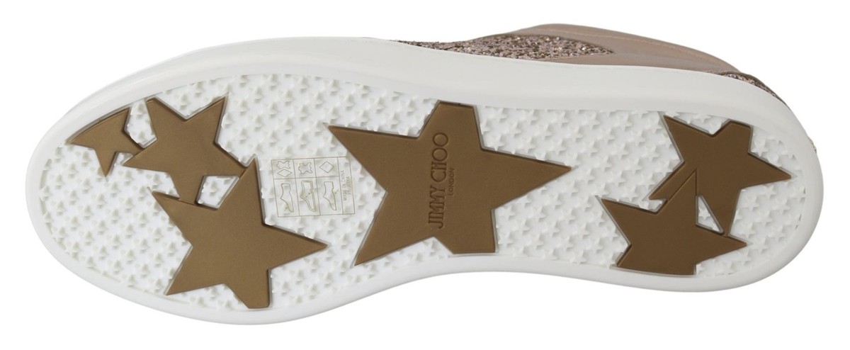 Jimmy Choo Miami Women Gold Sneakers Glitter Leather