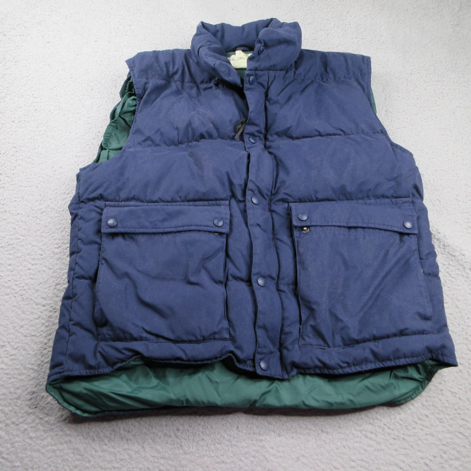 Eddie Bauer Goose Down Vest Mens Large Blue Quilted Puffer Full Zip Outdoors