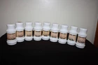 Vintage Hazel Atlas Set Of 9 Milk Glass Spice Jars, Rose Design Original Labels
