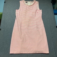 Talbots Women's Dress Size14P White Pink Striped Sheath Sleeveless Casual Summer