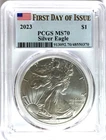 2023 $1 American Silver Eagle 1oz Fine PCGS MS70 First Day