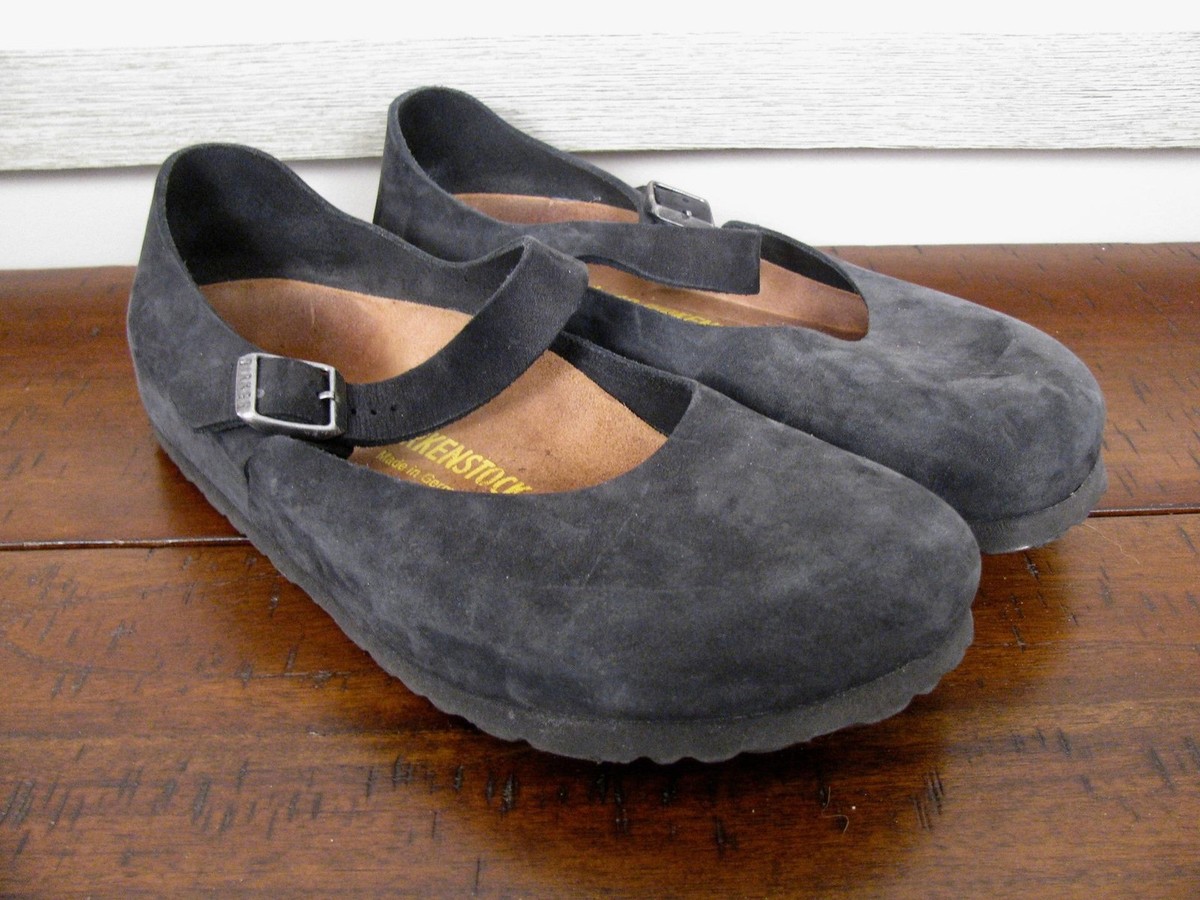BIRKENSTOCK MANTOVA SHOES SANDALS LIGHT BLACK SUEDE LEATHER MARY