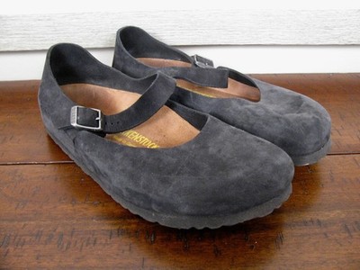 BIRKENSTOCK MANTOVA SHOES SANDALS LIGHT BLACK SUEDE LEATHER MARY