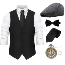 1920s Mens Costume Gatsby Gangster Accessories Set 20s Hat Bow Tie
