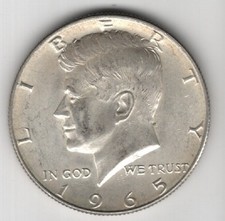 1965 P KENNEDY HALF DOLLAR SILVER .400 UNITED STATES OF AMERICA FIFTY CENTS .50¢