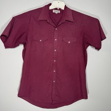 Vintage Sheplers Shirt Mens Size 16 1/2 Pearl Snap Button Western Cowboy Maroon