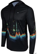 Pelagic Vaportex Sonar Hooded Fishing Shirt Black  50+ UPF  NWT 3xl