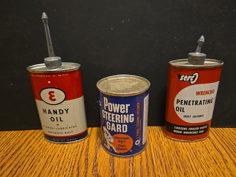 ESSO OVAL E, SERCO PENTRATING HANDY OILER OIL CAN GARD POWER STEERING NEW FULL