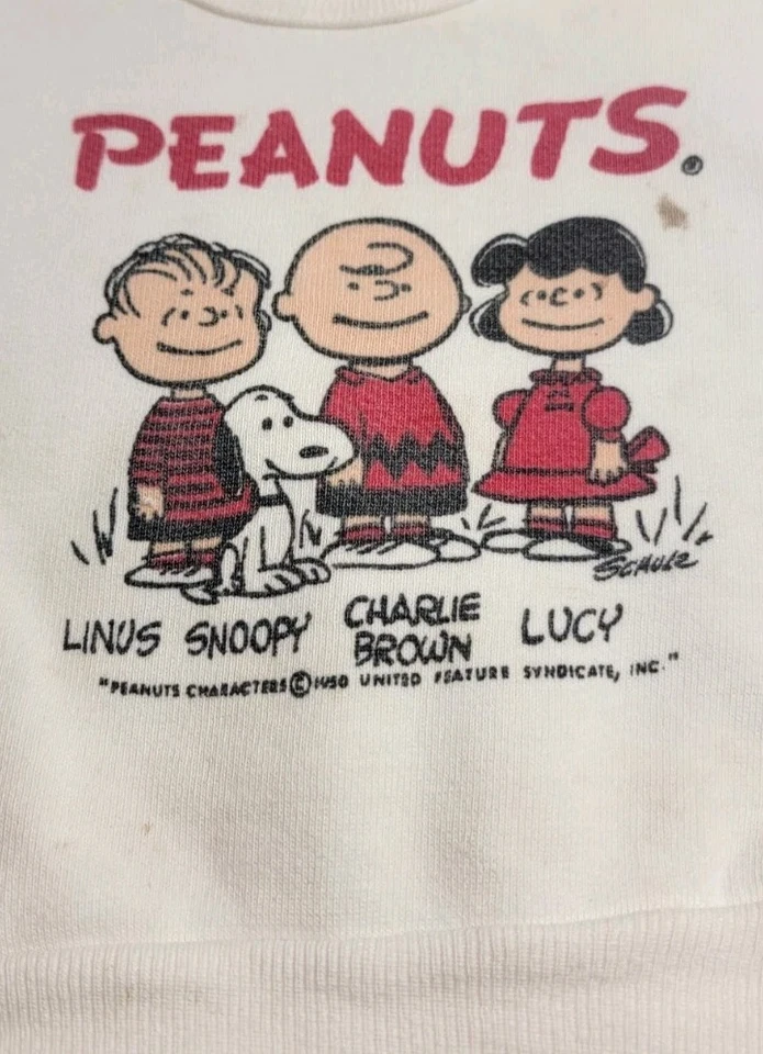 Sudadera vintage de los años 50/60 PEANUTS para niños talla 4 Linus/Lucy/Snoopy/Charlie Brown  Foto 2 de 4