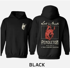 Pendleton Whisky Western Cowboy Hoodie Bold “Let ’Er Buck” Horse Pullover Hoodie