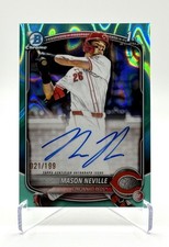 2025 Bowman Draft Mason Neville 1st Bowman Aqua Lava Refractor Auto /199 Reds