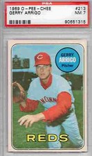 1969 O-PEE-CHEE OPC #213 GERRY ARRIGO   psa 7  CINCINNATI REDS