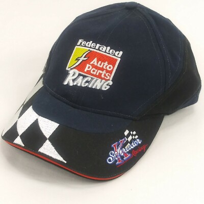 K Schrader/Federated Auto Parts Racing Cap Hat Adj. Embroidered Logo Finish Flag