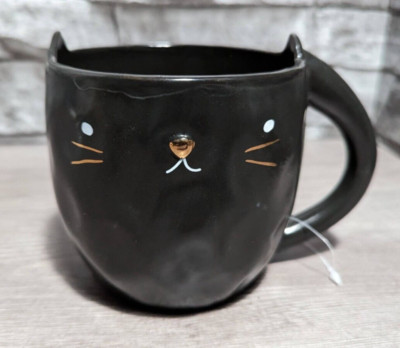 4.5'' Black Cat Mug Cup Ceramic 18 Oz. Halloween Decor Prop Kitty Figurine Witch
