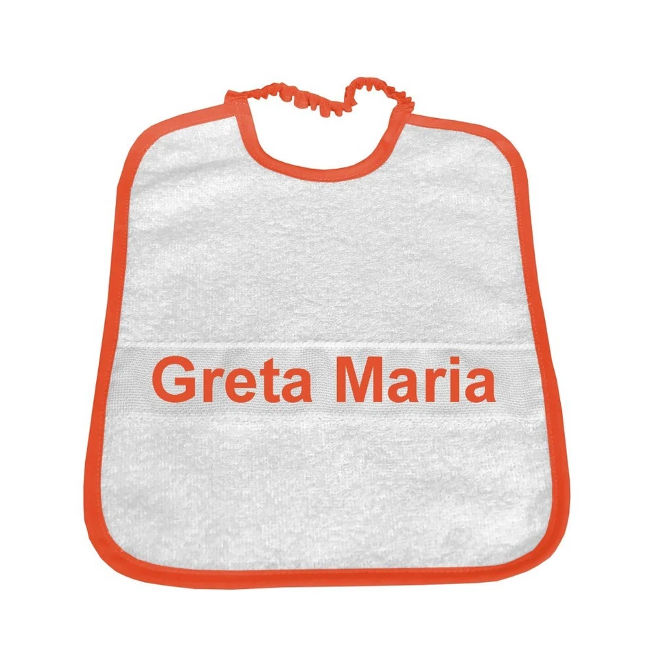 BAVAGLINO FRED ASILO bordato in TINTA UNITA Ricamato e Personalizzato con Nome - Immagine 2 di 4