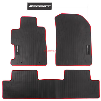For 06-11 Honda Civic 4Dr 2Dr Black Rubber Floor Mat Carpet w/ Red Edge & Sport