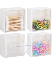 Self Adhesive Tilt-Out Clear Front Storage Cube for Bathroom, Office, Kitchen