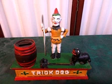 Adorable Vintage Price Trick Dog Cast Iron Mechanical Coin Bank