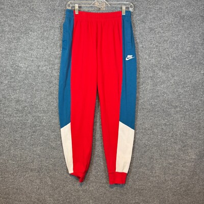 Nike Pants Mens Small Red White Blue Joggers Sweatpants Color Block Retro |  eBay