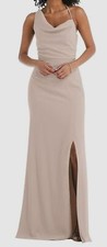 $235 After Six Women's Beige Draped Cowl Neck Trumpet Gown Dress Size 8