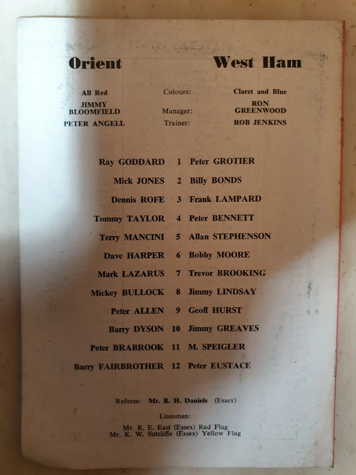 1970 FRIENDLY MATCH LEYTON ORIENT v WEST HAM UNITED - 7th AUGUST - Image 2 of 2