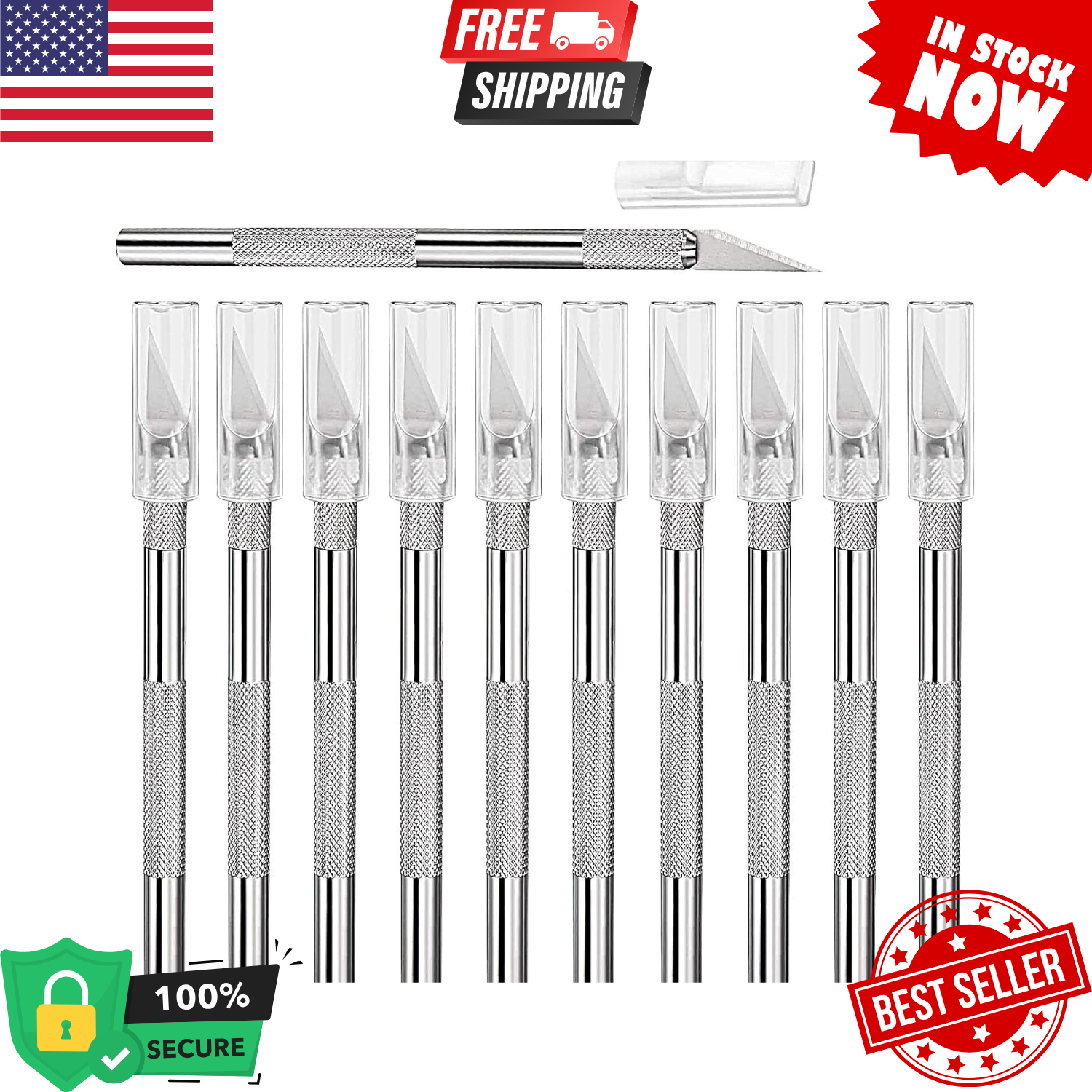 15PCS Exacto Knife Set, Stainless Steel Precision Hobby Knives with Safety Caps