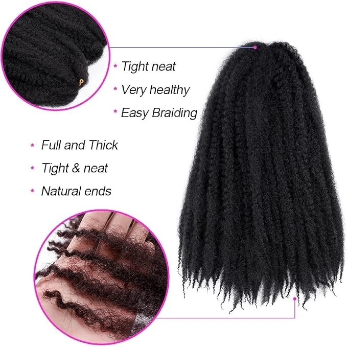 4Pack Marley Afro Twist Braiding Hair 24" Inch Hair Crochet Braids Long - Image 3 of 4