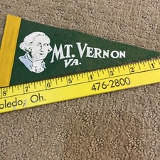 Vintage MOUNT MT VERNON 8" Felt Pennant Multi Color Made in USA