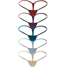 5 Pack Womens Micro G-string Panties Mini Thongs Solid Lingerie Underwear Panty