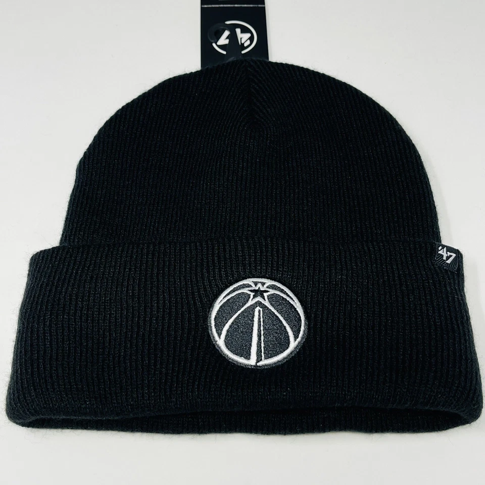‘47 Brand NBA Washington Wizards Cuff Winter Hat Cap Beanie Toboggan Black NEW - Image 2 of 4