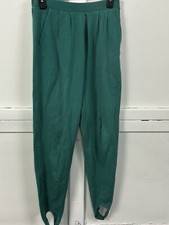 Vintage Green Polka Dot Stirrup Pants - Accordeon Size M - 80s/90s Retro Style