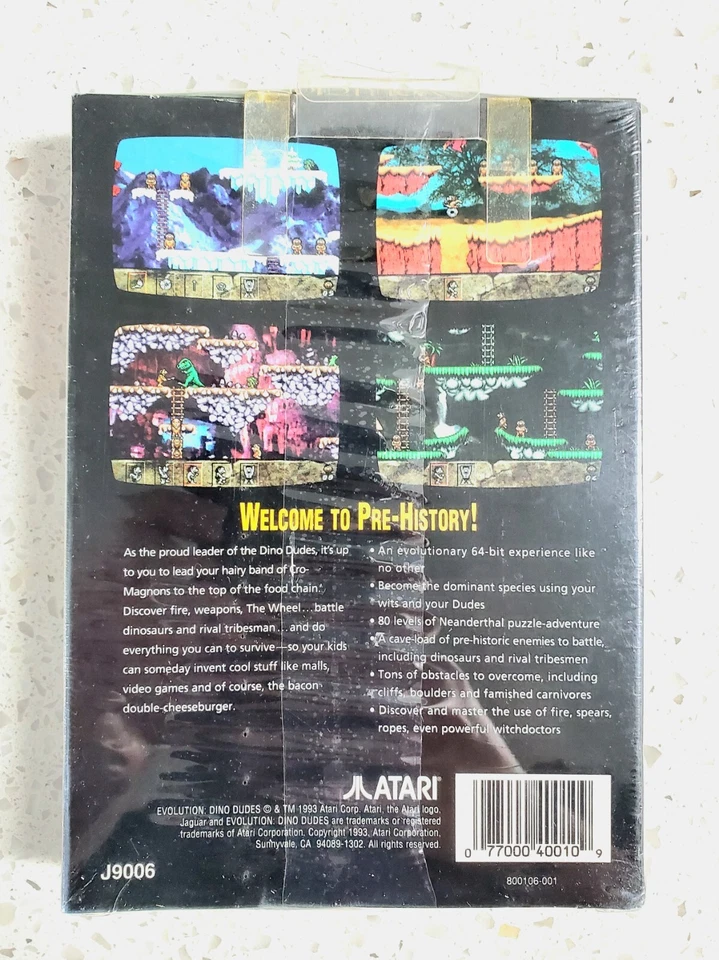 SUPER RARE Authentic Factory Sealed EVOLUTION: DINO DUDES Atari Jaguar GOOD 1994 - Image 2 of 4