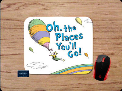 DR SEUSS OH THE PLACES YOU'LL GO HOT AIR BALLOON CUSTOM MOUSE PAD DESK MAT GIFT
