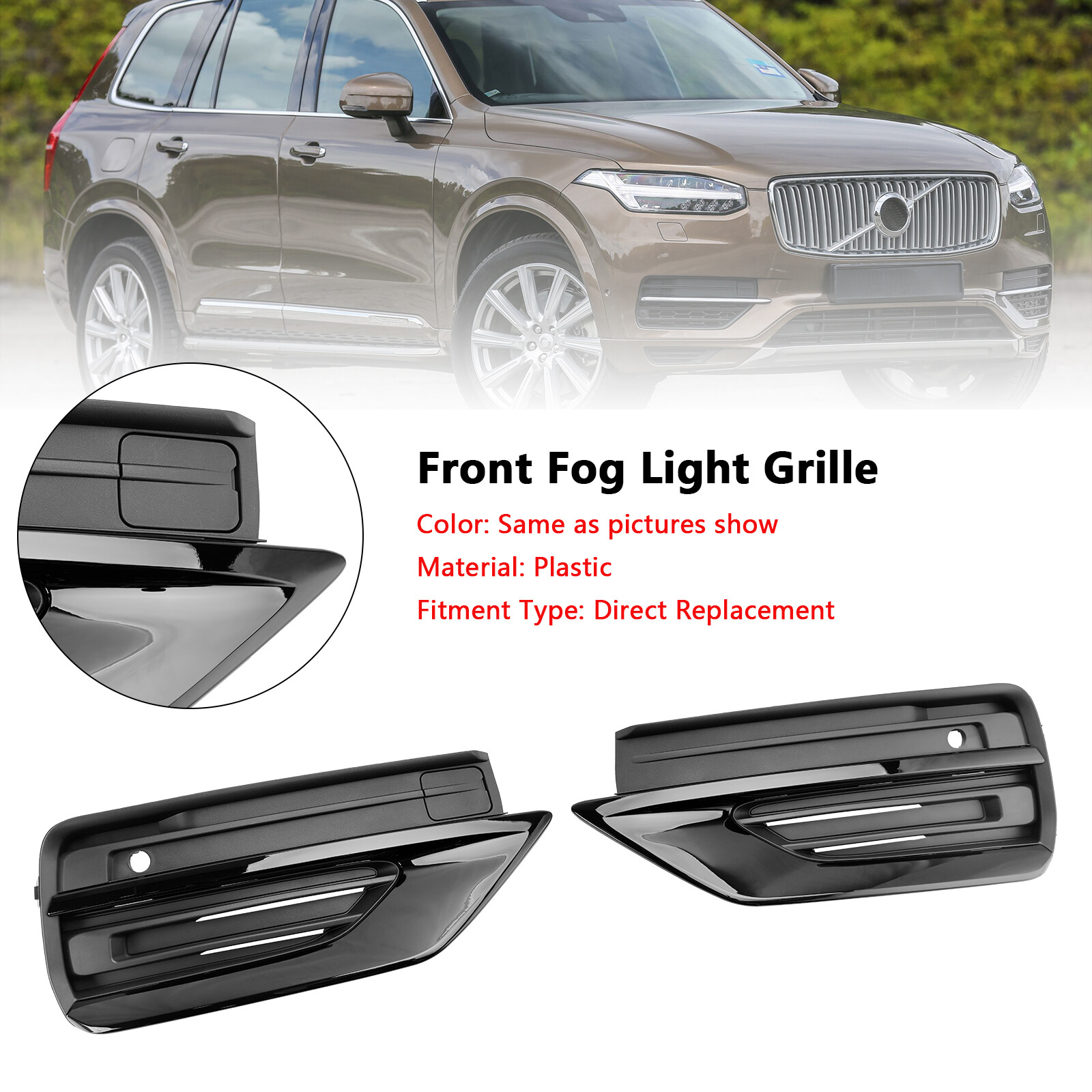 2PCS Front Bumper Fog Light Grille for Volvo XC90 2021-2024