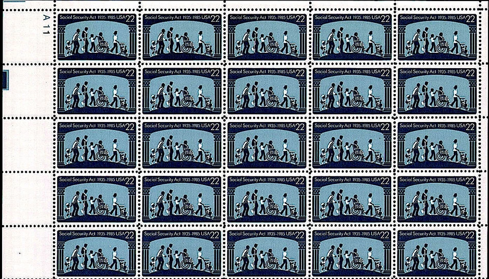 1935-1985 SOCIAL SECURITY ACT MNH Block 25 x 22¢ STAMPS: #2153, 50th Anniversary - Image 2 of 4