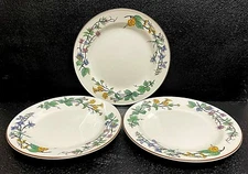 Citation WOODHILL Set of 3 Salad Plates Stoneware Floral Rim 7 1/2" XLNT Cond