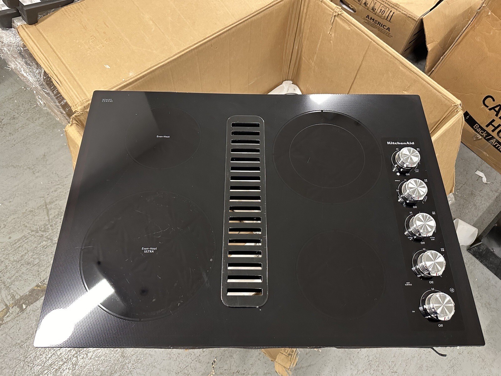 KitchenAid KCED600GBL 30" Black 4 Element Downdraft Electric Cooktop eBay