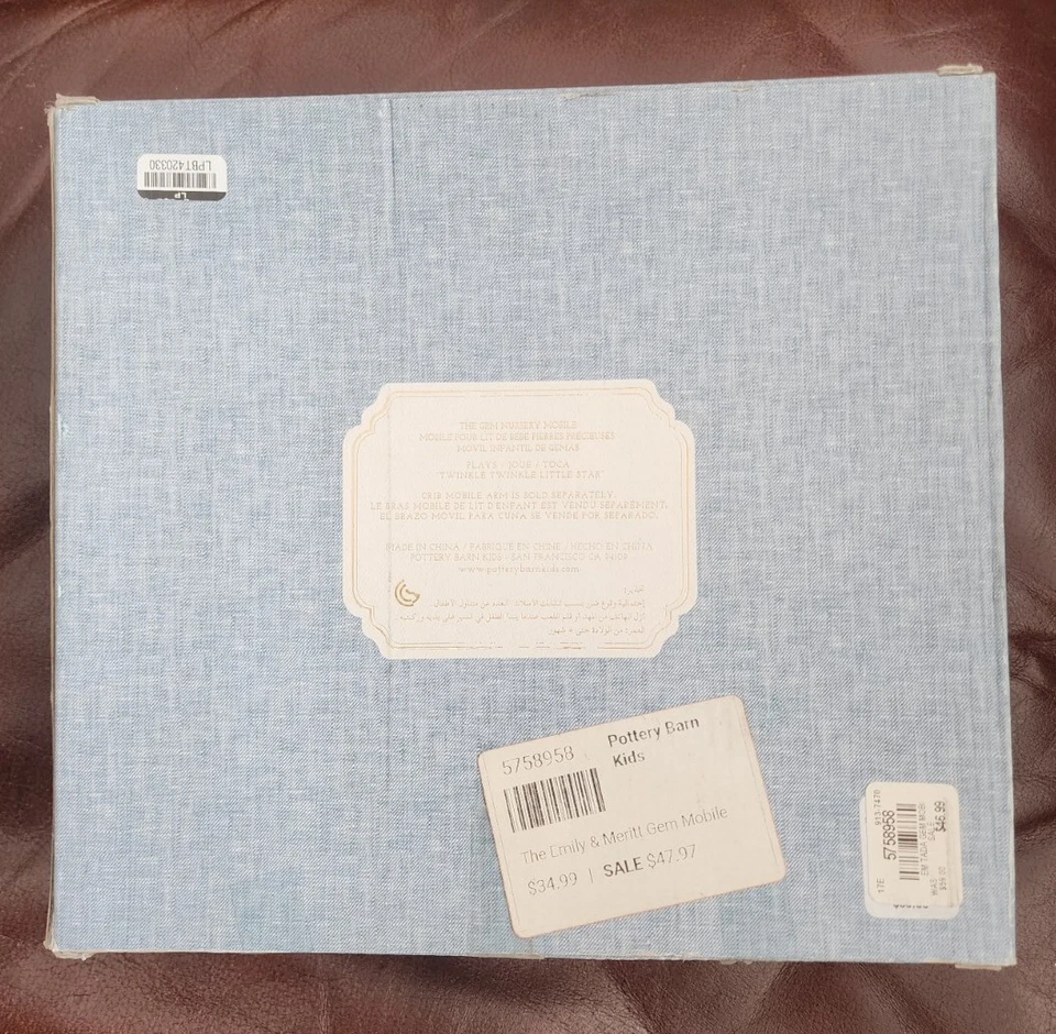 Pottery Barn Emily & Meritt "The Gem" Musical Nursery Crib Mobile & Wooden Arm - Image 4 of 4