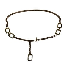 Vintage 80s Gold Tone Square Link Chain Belt 33" Statement Waist Disco Glam