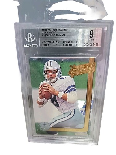 Troy Aikman #12G — 1991 Action Packed 24KT Gold football card