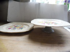 FOUND RARE H&K TUNSTALL UNICORN POTTERY CAKE STAND VGC+ FREE PLATE