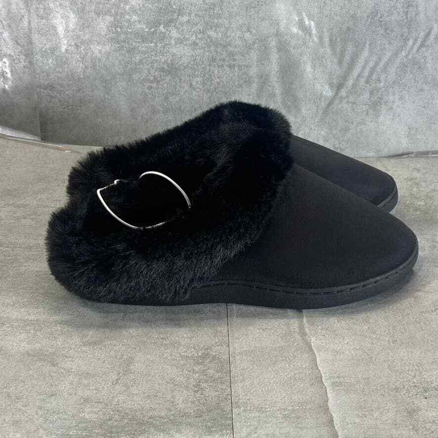 Nordstrom Rack Women's Black Holly Faux-Fur Round-Toe Slip-On Clog