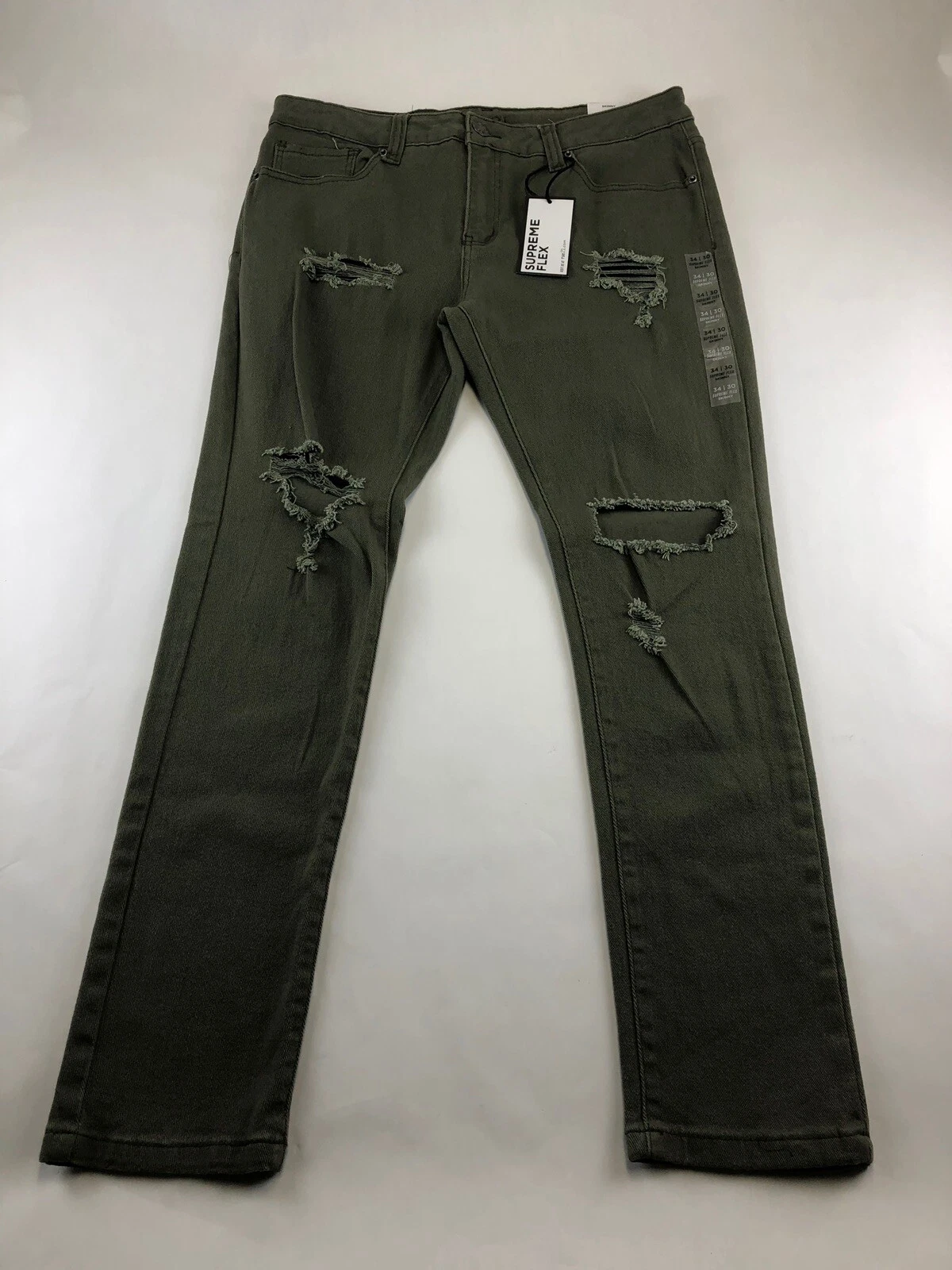 Jean skinny déchiré léger délavé Rue21 Supreme Flex   34x30 vert neuf avec étiquette