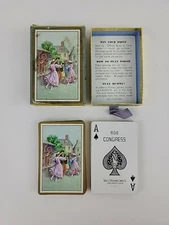 Vintage Congress 606 Playing Cards Gold Edges Couples Dancing in Street to Banjo