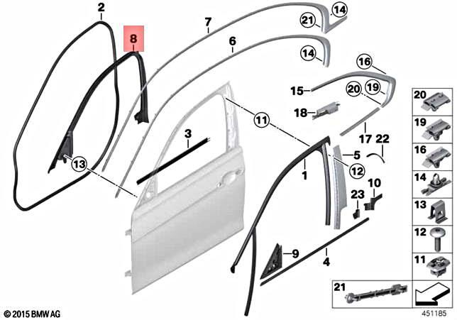 Genuine BMW Hybrid 3 M3 F30 Sealingwindow Frameinterior Frnt Right 