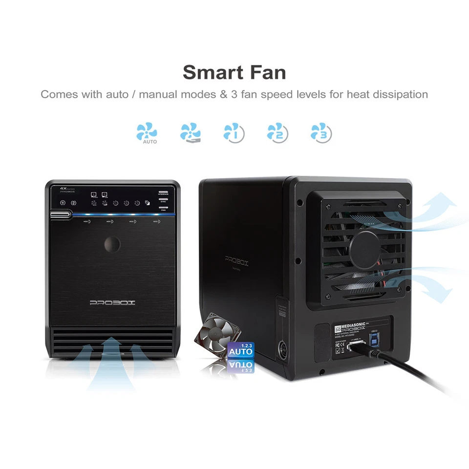 Mediasonic ProBox 4 Bay 3.5 Inch SATA Hard Drive Enclosure - USB 3.0 & eSATA - Image 4 of 4