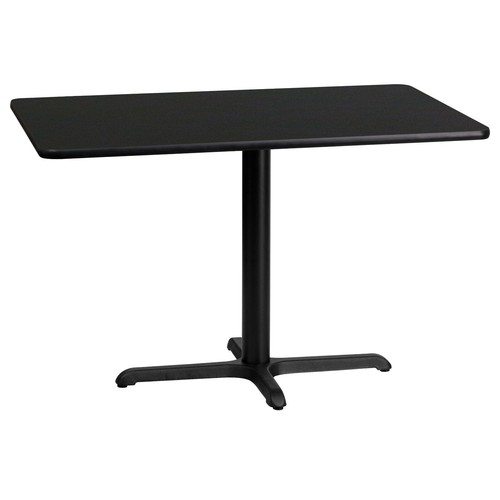 Tavolo 24" x 42" in laminato nero con base - altezza tavolo ristorante - Foto 2 di 3