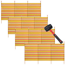 4 Pole Windbreak Beach Shelter 1.2m by 2.2m Screen Privacy Yellow Stripe