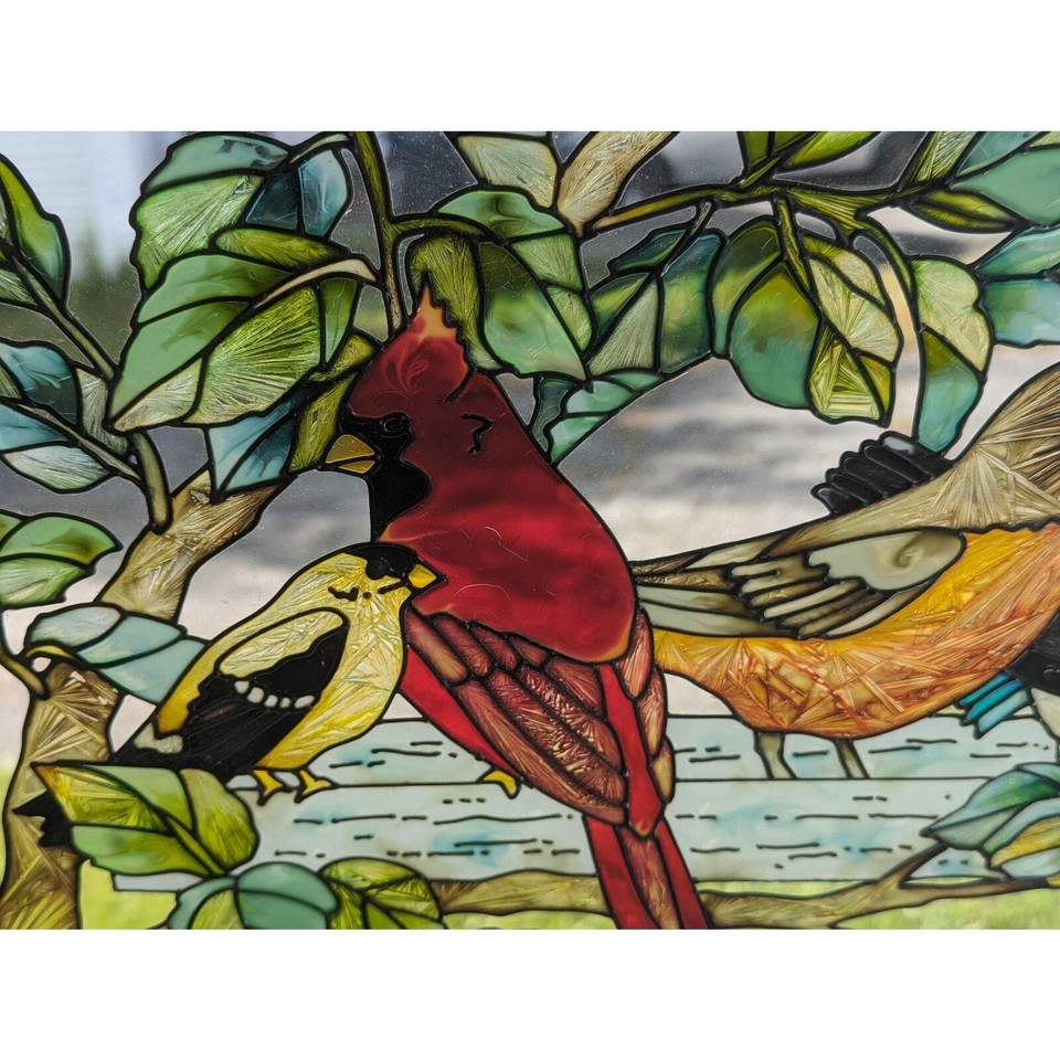 Joan Baker Stained Glass Birds in Wooden Frame eBay