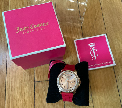 NEW Juicy Couture Pedigree Rose Gold-Tone Watch w/ Silicone Strap-Needs Battery